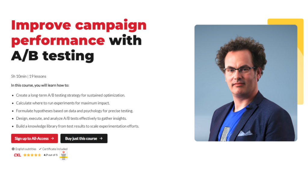 Screenshot of AB Testing Mastery course