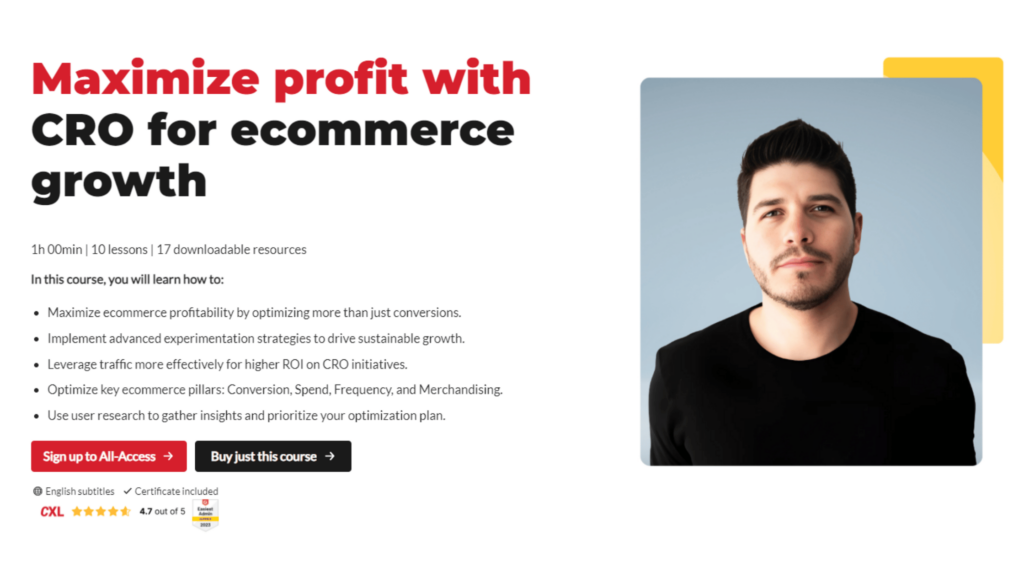 CRO for eCommerce Growth course page screenshot