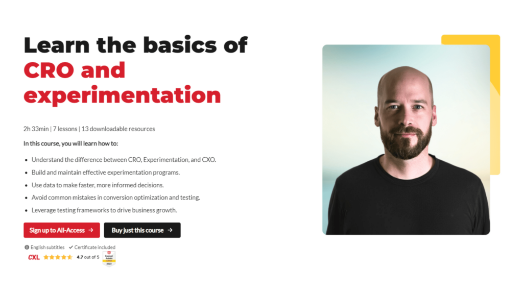 Intro to CRO and experimentation  page screenshot